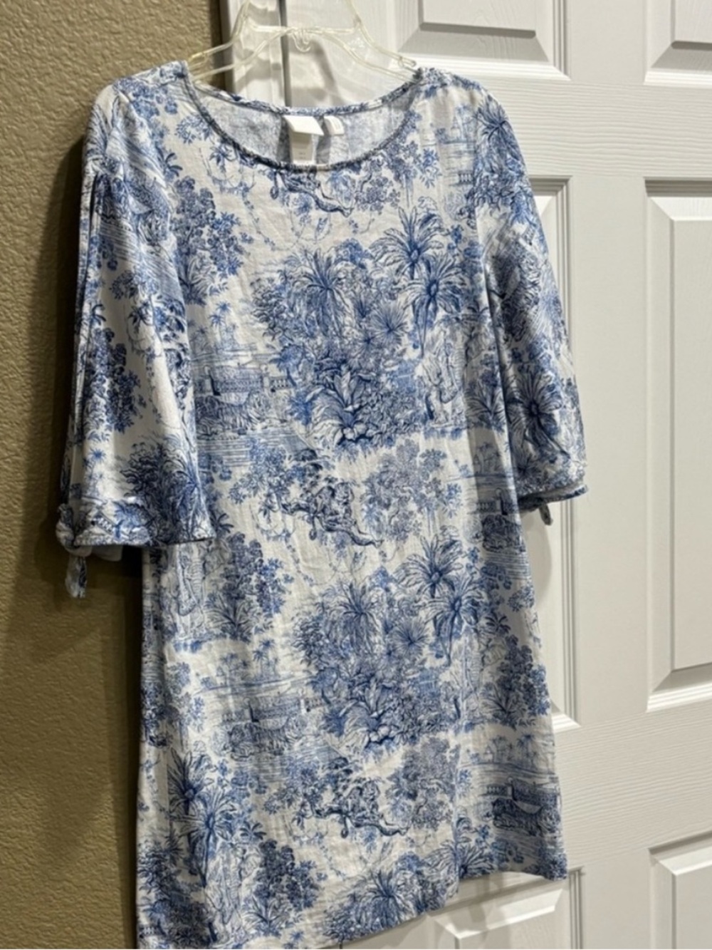 H&M Blue and White Toile Midi Dress